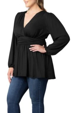 Plus Size Long Sleeve Peplum Tunic Top with Surplice Neckline 17 Plus Size Long Sleeve Peplum Tunic Top with Surplice Neckline -Dressbarn Store leah long sleeve tunic top plus 230168