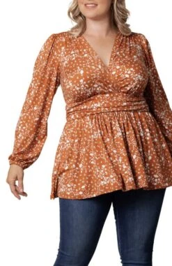 Plus Size Long Sleeve Peplum Tunic Top with Surplice Neckline 12 Plus Size Long Sleeve Peplum Tunic Top with Surplice Neckline -Dressbarn Store leah long sleeve tunic top plus 381948