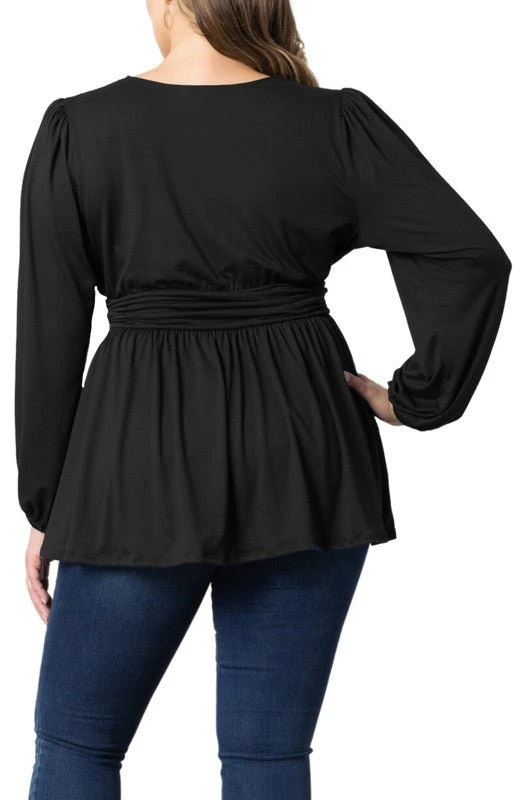 Plus Size Long Sleeve Peplum Tunic Top with Surplice Neckline 7 Plus Size Long Sleeve Peplum Tunic Top with Surplice Neckline - Image 7
