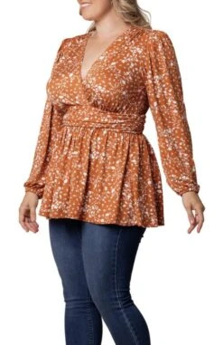 Plus Size Long Sleeve Peplum Tunic Top with Surplice Neckline 13 Plus Size Long Sleeve Peplum Tunic Top with Surplice Neckline -Dressbarn Store leah long sleeve tunic top plus 480194