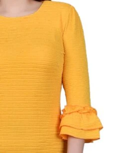 Lemon 3/4 Sleeve Textured Knit Ruffle Dress -Dressbarn Store lemon 34 sleeve textured knit dress 617740