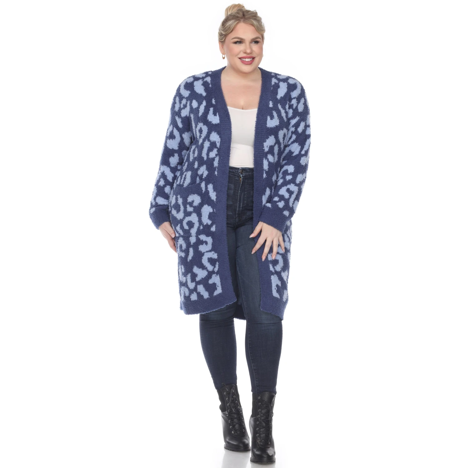 Plus Size Leopard Print Sherpa Coat - Open Front Cardigan with Pockets 19 Plus Size Leopard Print Sherpa Coat - Open Front Cardigan with Pockets - Image 19