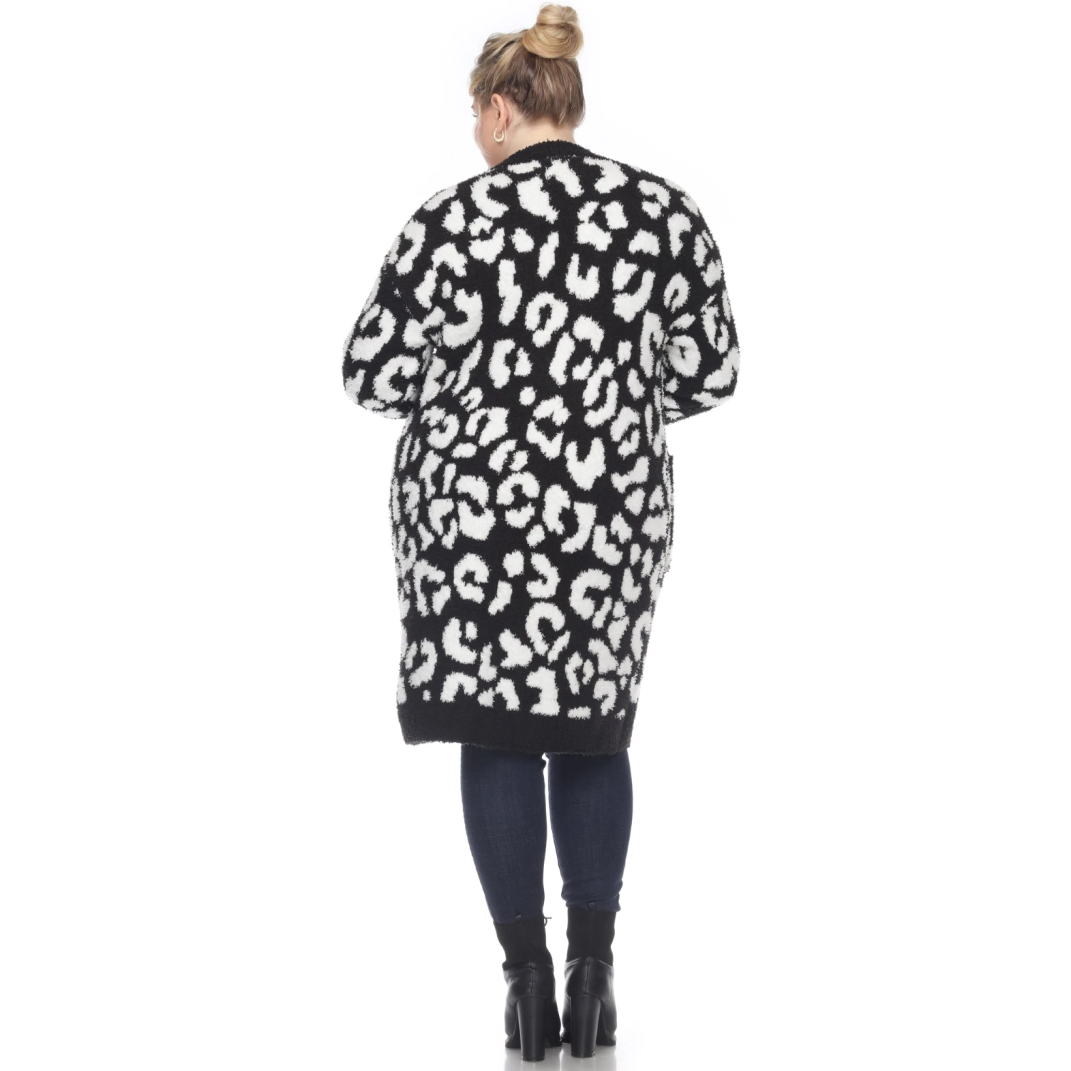 Plus Size Leopard Print Sherpa Coat - Open Front Cardigan with Pockets 11 Plus Size Leopard Print Sherpa Coat - Open Front Cardigan with Pockets - Image 11