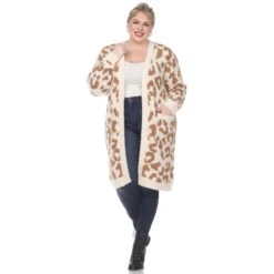 Dressbarn Store -Dressbarn Store leopard print open front sherpa coat plus 495741