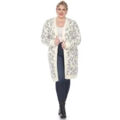 Plus Size Leopard Print Sherpa Coat - Open Front Cardigan with Pockets 33 Plus Size Leopard Print Sherpa Coat - Open Front Cardigan with Pockets -Dressbarn Store leopard print open front sherpa coat plus 543343