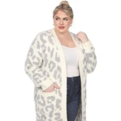 Plus Size Leopard Print Sherpa Coat - Open Front Cardigan with Pockets 35 Plus Size Leopard Print Sherpa Coat - Open Front Cardigan with Pockets -Dressbarn Store leopard print open front sherpa coat plus 645829