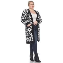 Plus Size Leopard Print Sherpa Coat - Open Front Cardigan with Pockets 29 Plus Size Leopard Print Sherpa Coat - Open Front Cardigan with Pockets -Dressbarn Store leopard print open front sherpa coat plus 894891