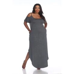 White Mark Lexi Plus Size Cold Shoulder Maxi Dress with Side Pockets -Dressbarn Store lexi maxi dress plus 316849