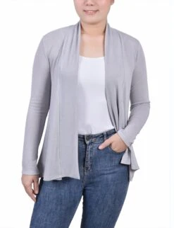 Soft Light Grey Long Sleeve Swing Cardigan - Versatile Lightweight Layer