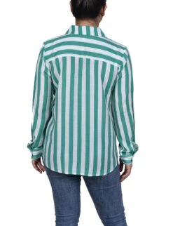 NY Collection Petite Long Sleeve Striped Slubbed Tunic Blouse 11 NY Collection Petite Long Sleeve Striped Slubbed Tunic Blouse -Dressbarn Store long sleeve striped blouse petite 692967