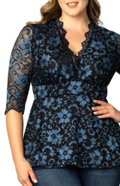 Luxe Plus Size Lace Peplum Top with Scalloped Neckline -Dressbarn Store luxe lace top plus 560394