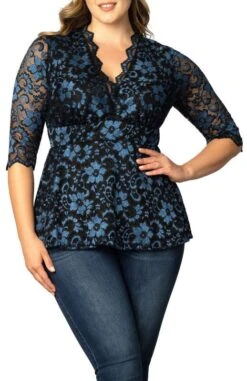 Luxe Plus Size Lace Peplum Top with Scalloped Neckline -Dressbarn Store luxe lace top plus 623365