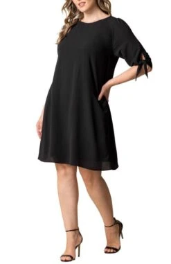 Plus Size Manhattan A-Line Shift Dress with 3/4 Tie Sleeves 16 Plus Size Manhattan A-Line Shift Dress with 3/4 Tie Sleeves -Dressbarn Store manhattan a line shift dress plus 613681