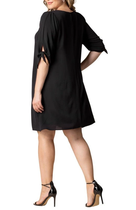 Plus Size Manhattan A-Line Shift Dress with 3/4 Tie Sleeves 2 Plus Size Manhattan A-Line Shift Dress with 3/4 Tie Sleeves - Image 2
