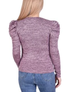 Elegant Mauve Puff Sleeve Top with Pearl Embellishments - Petite Fit -Dressbarn Store mauve puff sleeve top with pearl details petite 711863