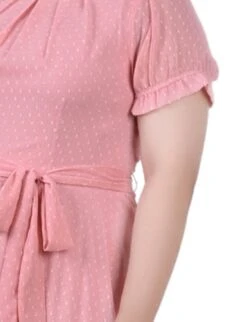 Plus Size Swiss Dot Belted Dress in Mellow Rose - Short Sleeve -Dressbarn Store mellow rose rectangle short sleeve belted swiss dot dress plus 133199