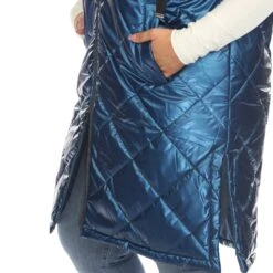 Women's Plus Size Metallic Diamond Quilted Long Puffer Vest with Hood -Dressbarn Store metallic diamond quilted puffer vest plus 589396