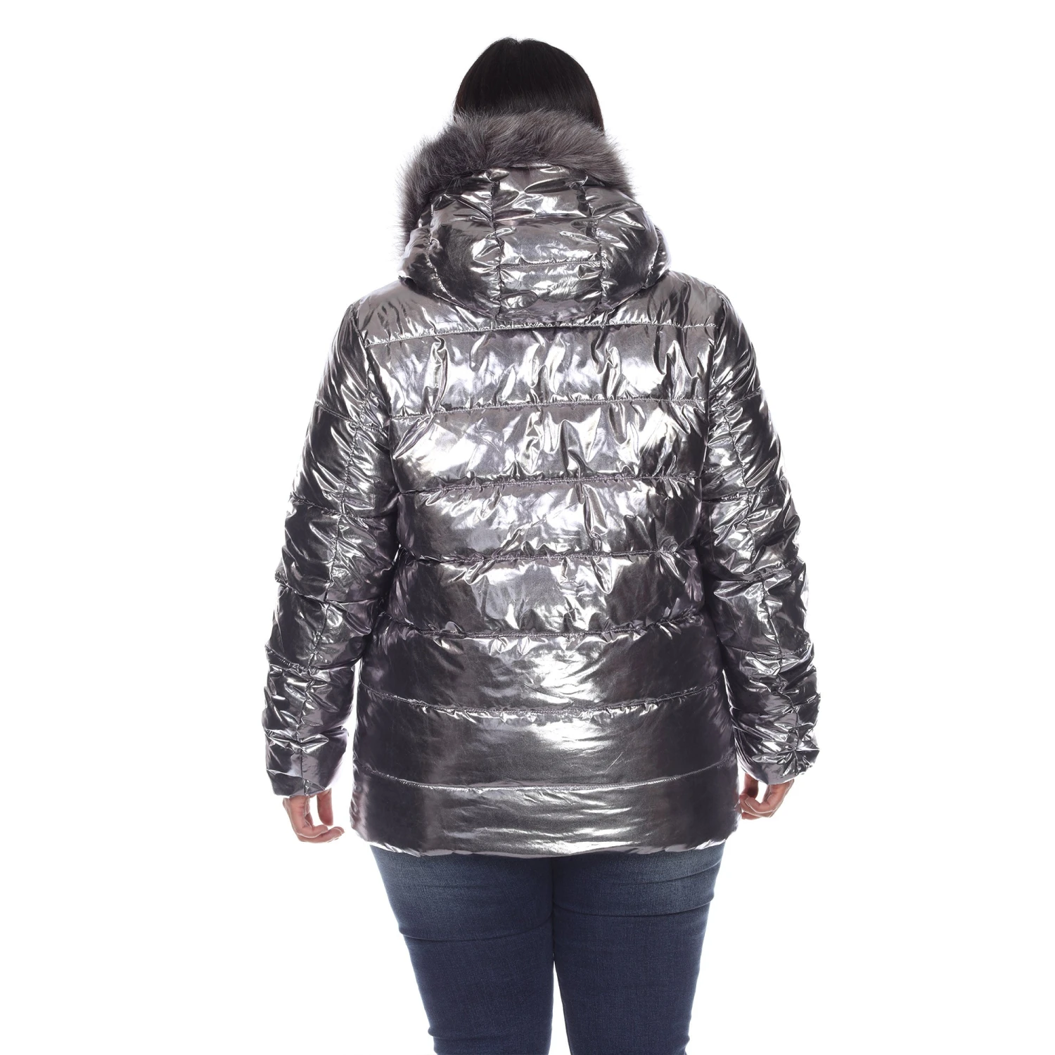 Plus Size Oversized Metallic Puffer Coat with Hoodie 7 Plus Size Oversized Metallic Puffer Coat with Hoodie - Image 7