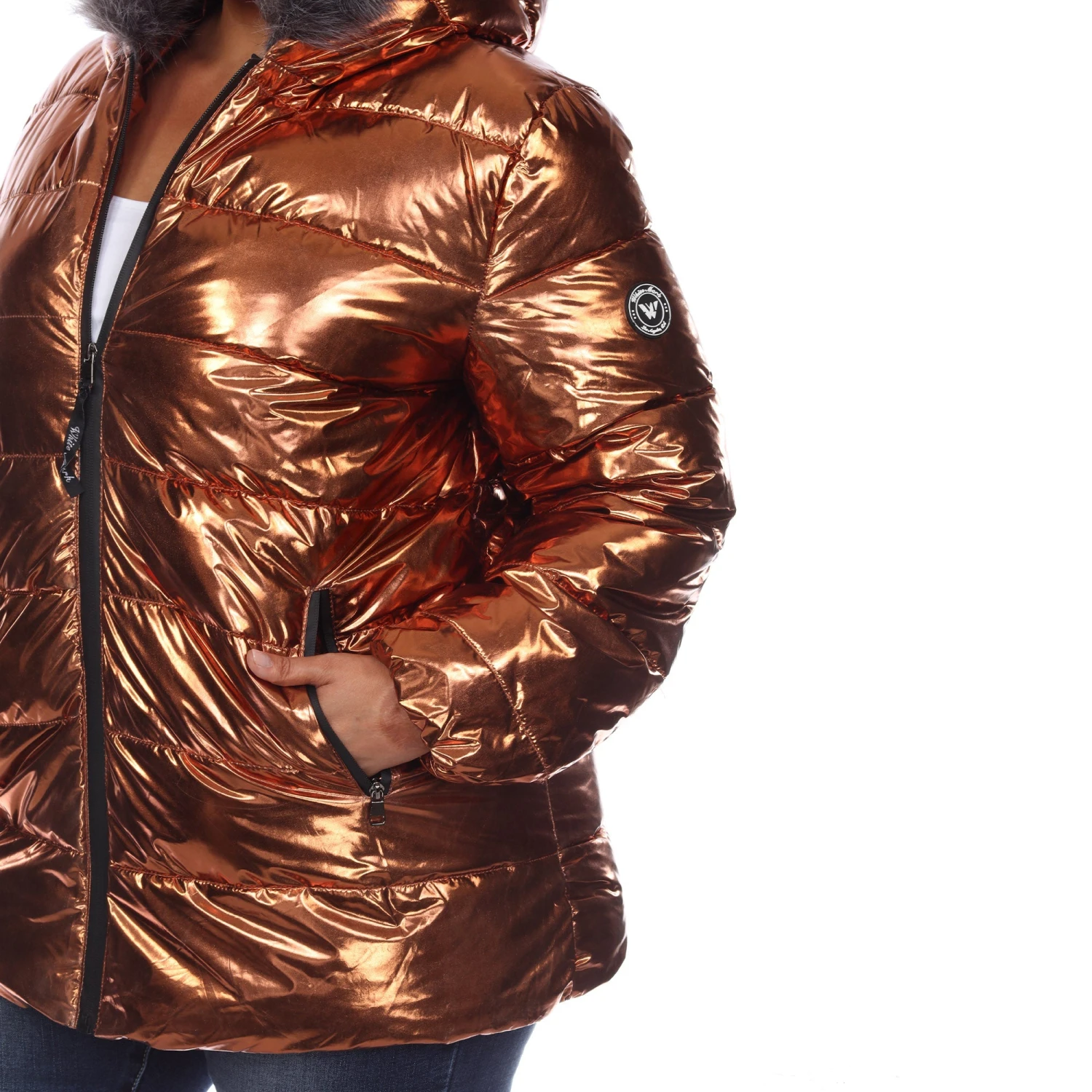 Plus Size Oversized Metallic Puffer Coat with Hoodie 20 Plus Size Oversized Metallic Puffer Coat with Hoodie - Image 20
