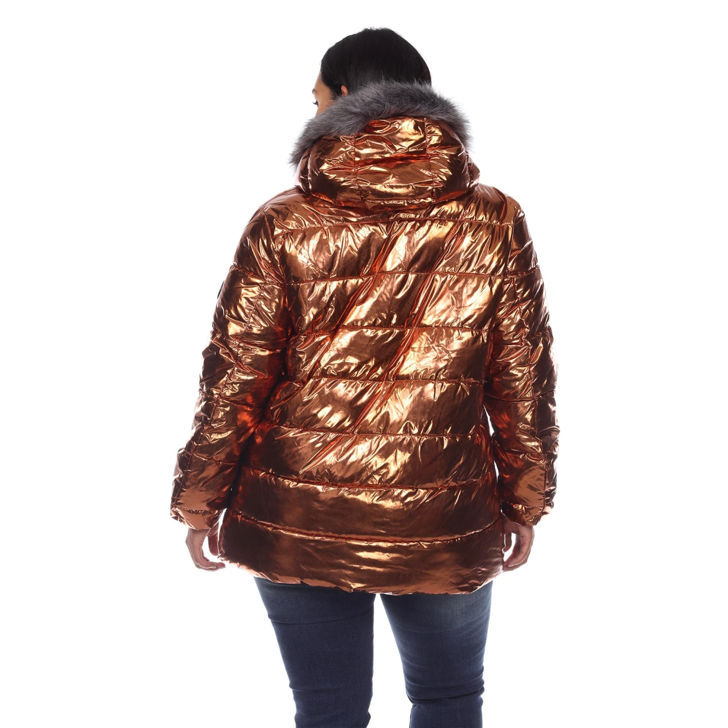 Plus Size Oversized Metallic Puffer Coat with Hoodie 18 Plus Size Oversized Metallic Puffer Coat with Hoodie - Image 18