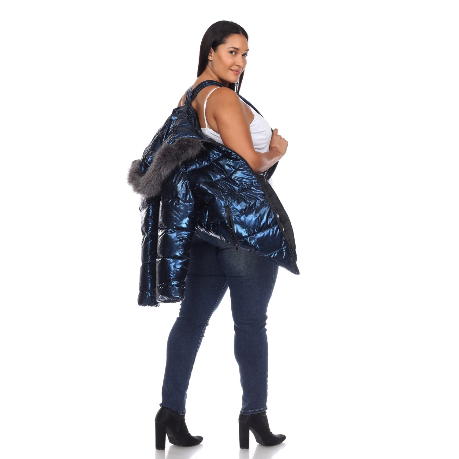 Plus Size Oversized Metallic Puffer Coat with Hoodie 14 Plus Size Oversized Metallic Puffer Coat with Hoodie - Image 14