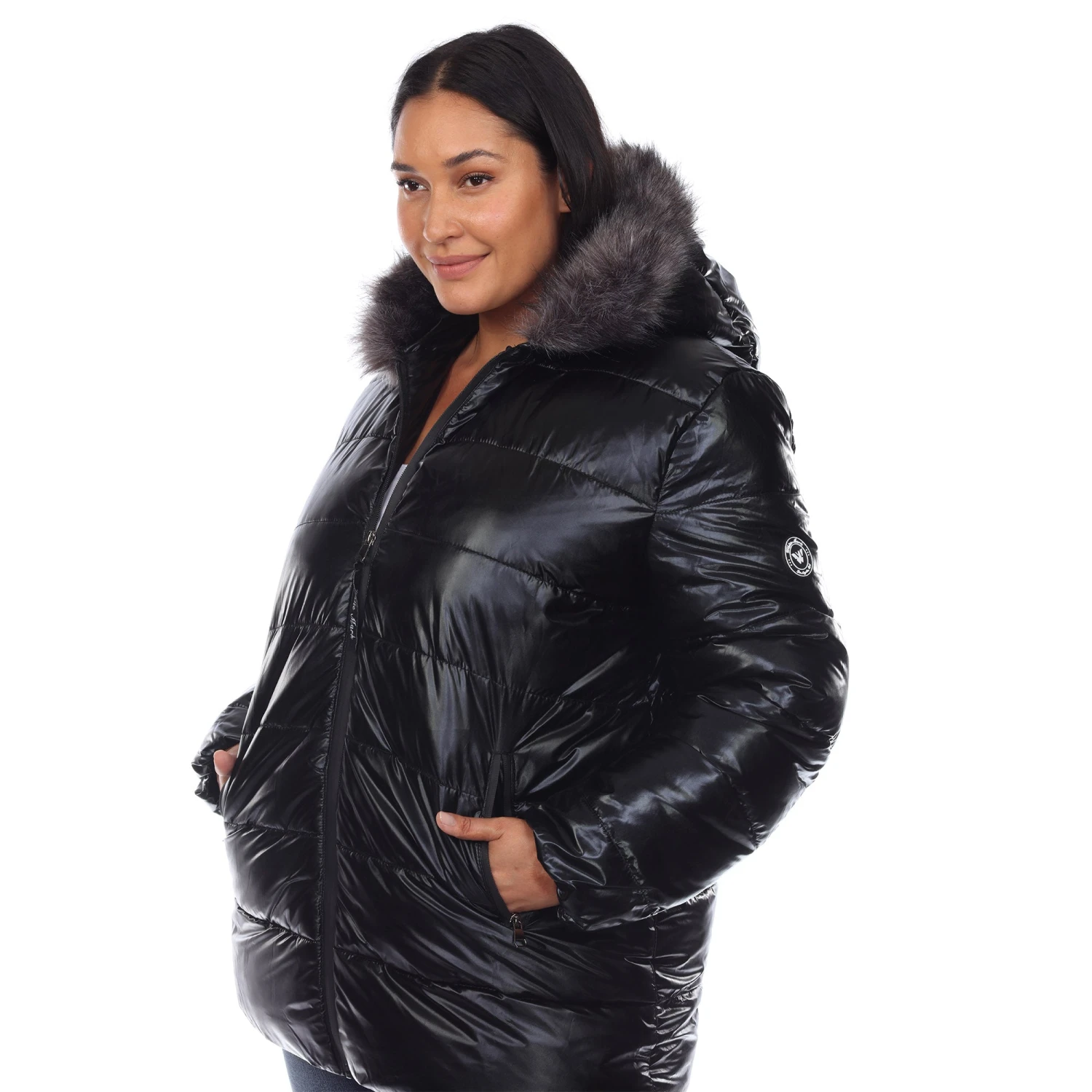Plus Size Oversized Metallic Puffer Coat with Hoodie 5 Plus Size Oversized Metallic Puffer Coat with Hoodie - Image 5