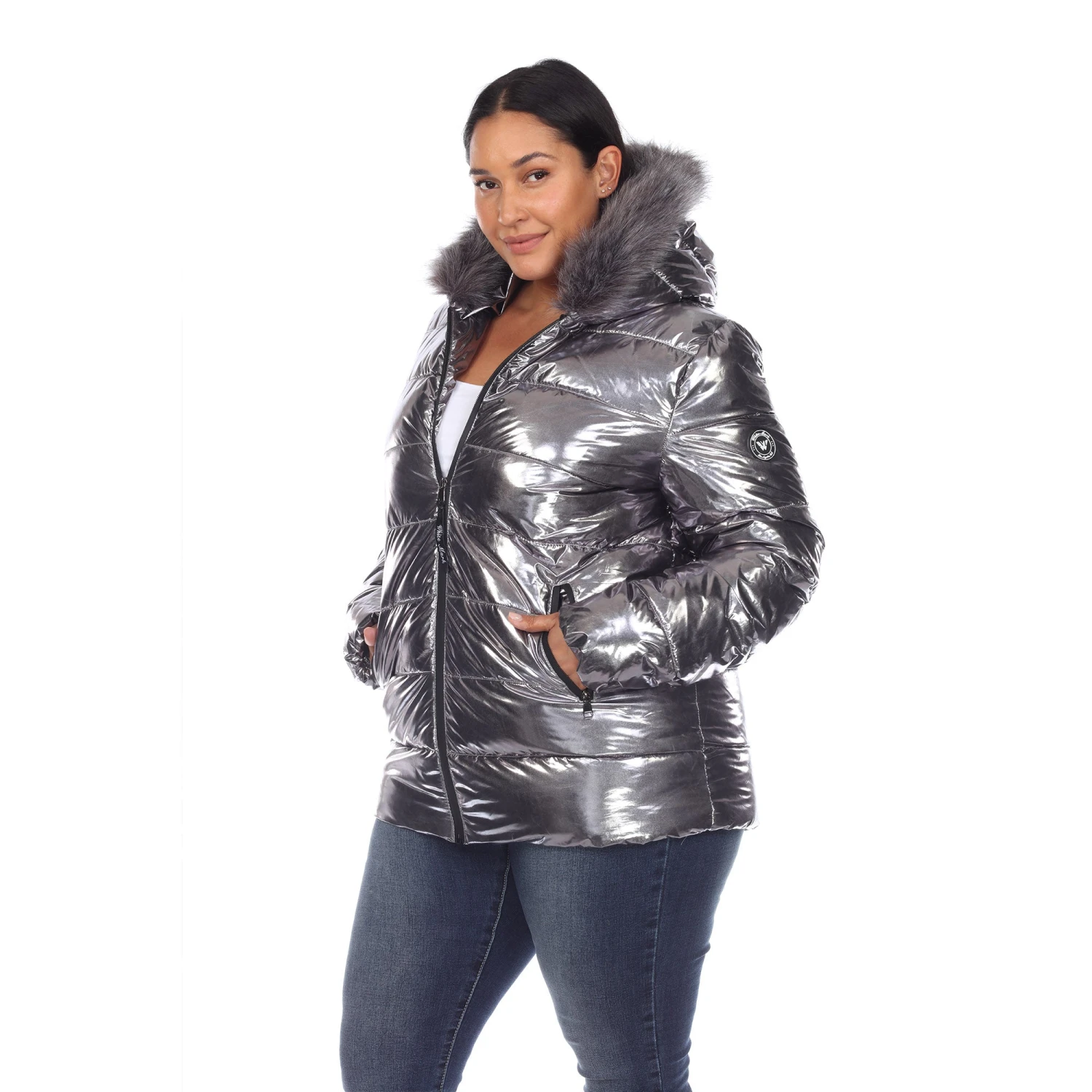Plus Size Oversized Metallic Puffer Coat with Hoodie 6 Plus Size Oversized Metallic Puffer Coat with Hoodie - Image 6