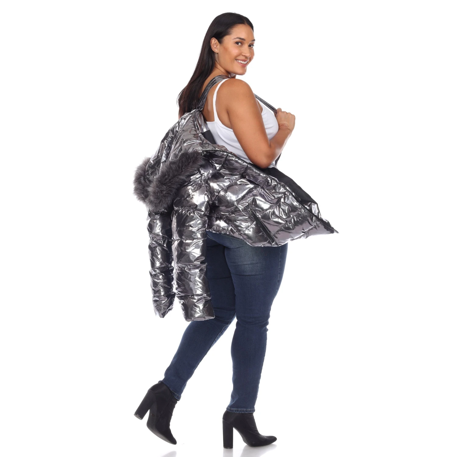 Plus Size Oversized Metallic Puffer Coat with Hoodie 10 Plus Size Oversized Metallic Puffer Coat with Hoodie - Image 10