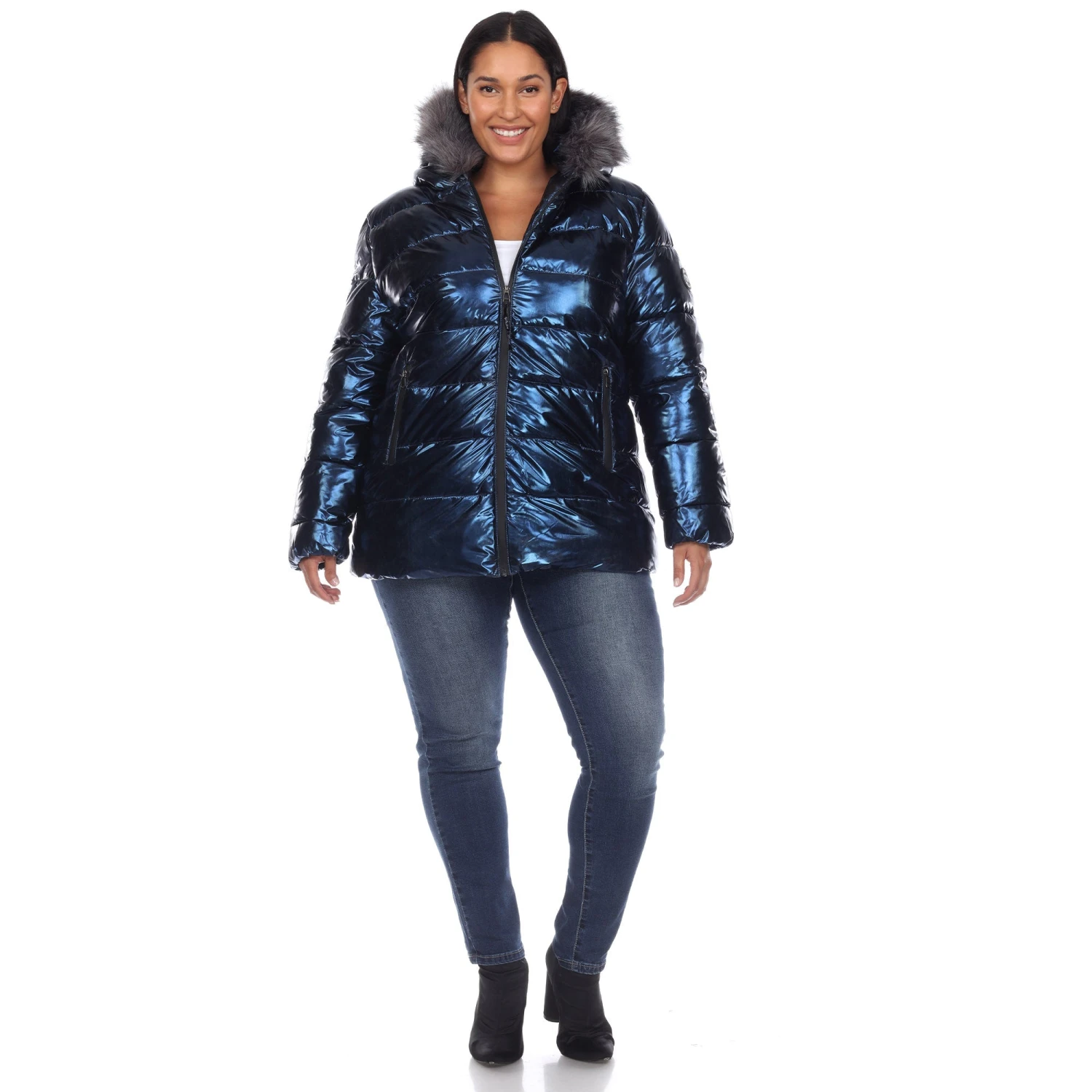 Plus Size Oversized Metallic Puffer Coat with Hoodie 13 Plus Size Oversized Metallic Puffer Coat with Hoodie - Image 13