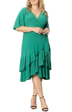 Plus Size Ruffle Wrap Cocktail Dress - Miranda Flutter Sleeve Gown 14 Plus Size Ruffle Wrap Cocktail Dress - Miranda Flutter Sleeve Gown -Dressbarn Store miranda wrap dress plus 358163