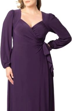 Modern Muse Plus Size Long Sleeve Wrap Gown - Elegant Evening Maxi -Dressbarn Store modern muse wrap gown plus 131671