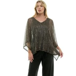 Moonlight Hologram Rhinestone Cold Shoulder Poncho and Pant Set