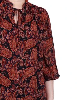 Petite 3/4 Sleeve Chiffon Blouse with Ruffled Collar and Keyhole Tie -Dressbarn Store ny collection 34 sleeve chiffon blouse petite 761225