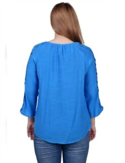 3/4 Sleeve Crochet Detail Blouse with Beaded Neckline 35 3/4 Sleeve Crochet Detail Blouse with Beaded Neckline -Dressbarn Store ny collection 34 sleeve crochet detail blouse 138268