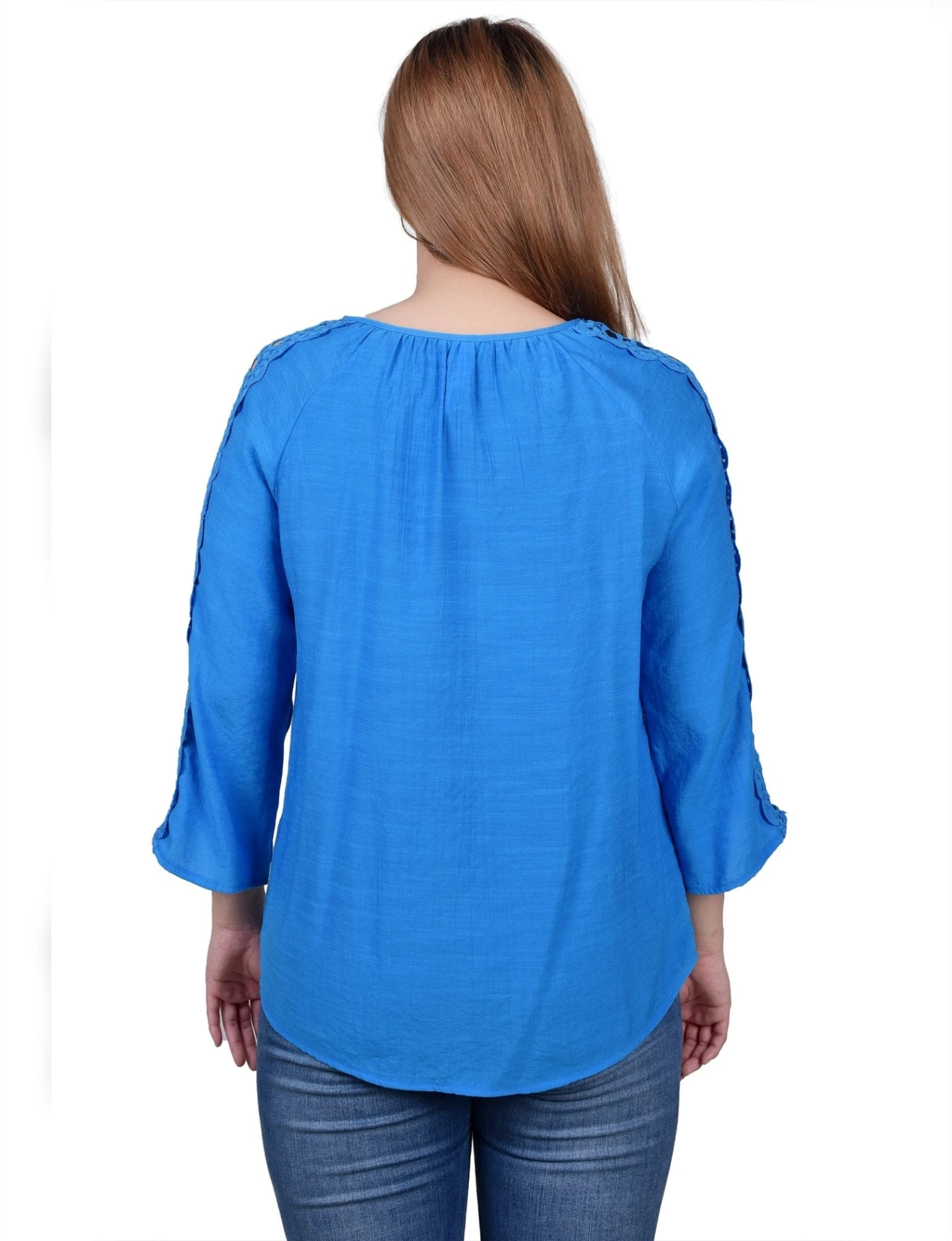 3/4 Sleeve Crochet Detail Blouse with Beaded Neckline 16 3/4 Sleeve Crochet Detail Blouse with Beaded Neckline - Image 16