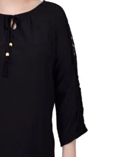 3/4 Sleeve Crochet Detail Blouse with Beaded Neckline 30 3/4 Sleeve Crochet Detail Blouse with Beaded Neckline -Dressbarn Store ny collection 34 sleeve crochet detail blouse 271781