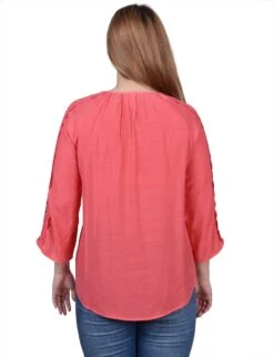 3/4 Sleeve Crochet Detail Blouse with Beaded Neckline 39 3/4 Sleeve Crochet Detail Blouse with Beaded Neckline -Dressbarn Store ny collection 34 sleeve crochet detail blouse 536791