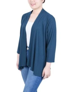 Petite 3/4 Length Sleeve Open Front Jersey Cardigan 17 Petite 3/4 Length Sleeve Open Front Jersey Cardigan -Dressbarn Store ny collection 34 sleeve solid cardigan petite 872586