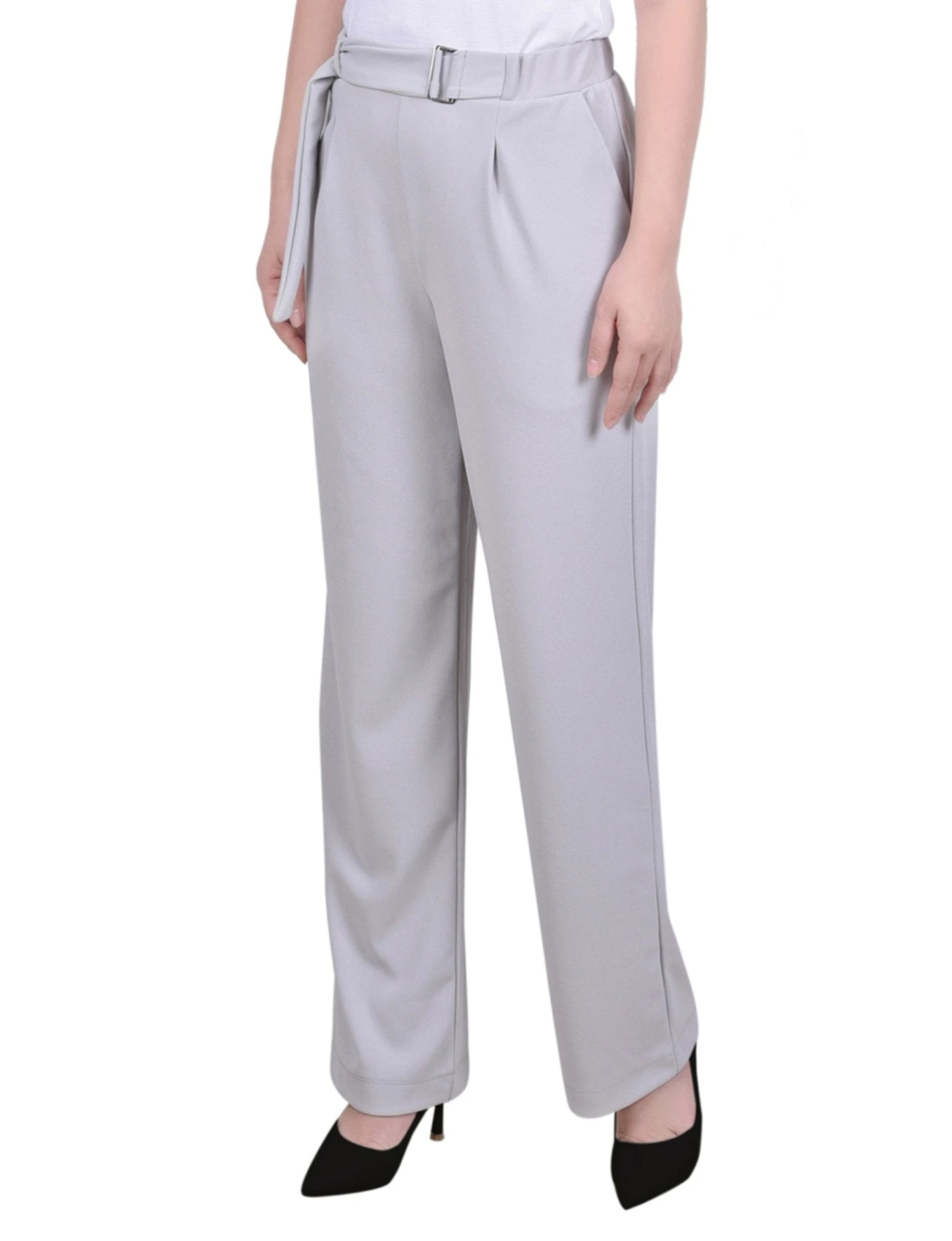 NY Collection Petite Belted Scuba Crepe Relaxed Fit Pants 6 NY Collection Petite Belted Scuba Crepe Relaxed Fit Pants - Image 6