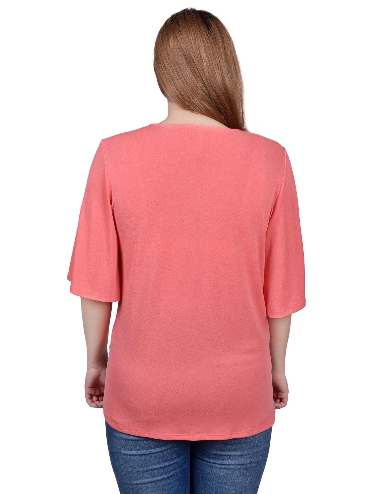 NY Collection Elbow Sleeve Tie-Front Top 12 NY Collection Elbow Sleeve Tie-Front Top - Image 12