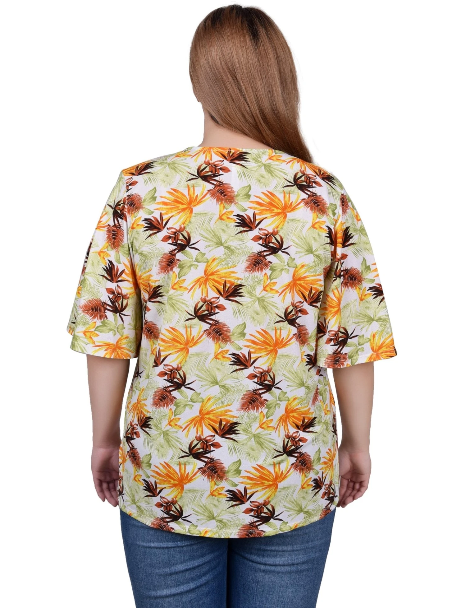 NY Collection Elbow Sleeve Tie-Front Top 13 NY Collection Elbow Sleeve Tie-Front Top - Image 13