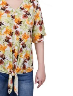 NY Collection Elbow Sleeve Tie-Front Top 31 NY Collection Elbow Sleeve Tie-Front Top -Dressbarn Store ny collection elbow sleeve tie front top 925906