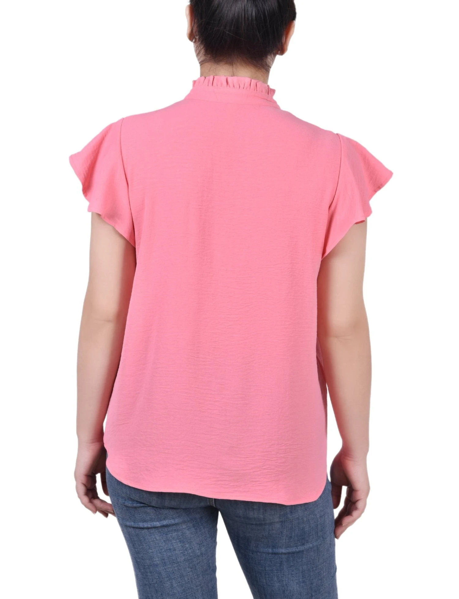 Elegant Petite Flutter Sleeve Ruffle Neck Blouse 6 Elegant Petite Flutter Sleeve Ruffle Neck Blouse - Image 6