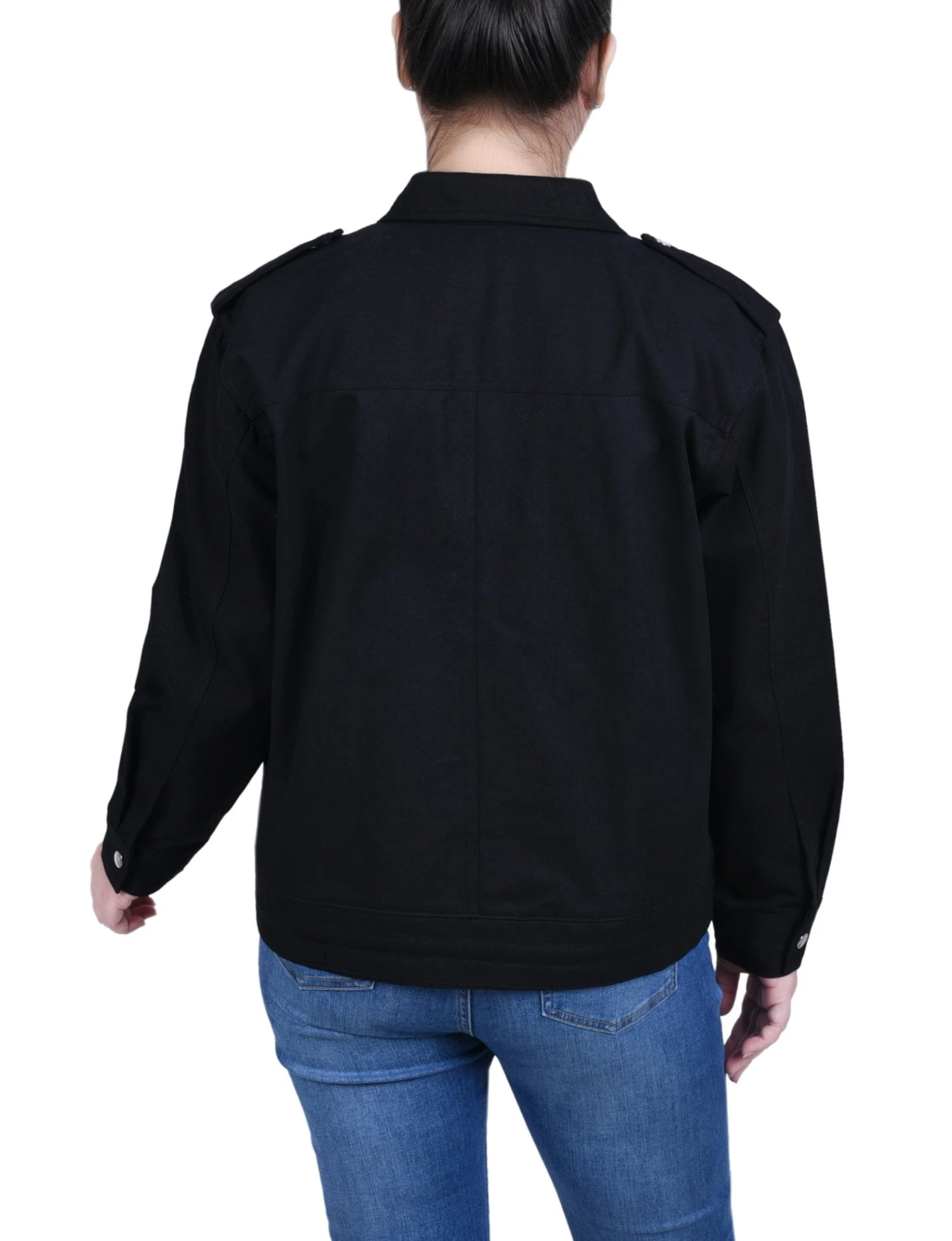 NY Collection Petite Long Sleeve Twill Jacket with Drawstring Waist 4 NY Collection Petite Long Sleeve Twill Jacket with Drawstring Waist - Image 4