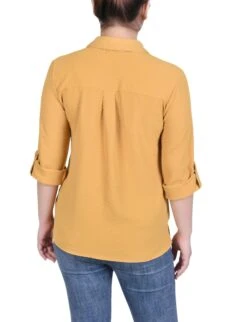 NY Collection Petite Relaxed Fit Roll Tab Blouse 11 NY Collection Petite Relaxed Fit Roll Tab Blouse -Dressbarn Store ny collection roll tab blouse petite 320122