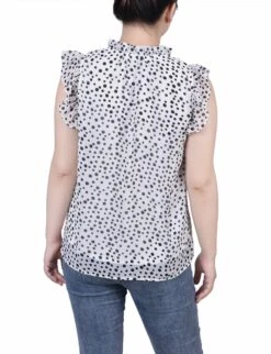 NY Collection Petite Ruffled Sleeve Blouse with Tie Closure -Dressbarn Store ny collection ruffled sleeve blouse with tie closure petite 517709