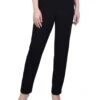 Petite Slim Leg Scuba Crepe Ankle Pants with Elegant Chain Detail