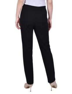 Petite Slim Leg Scuba Crepe Ankle Pants with Elegant Chain Detail -Dressbarn Store ny collection scuba crepe ankle pant petite 294770