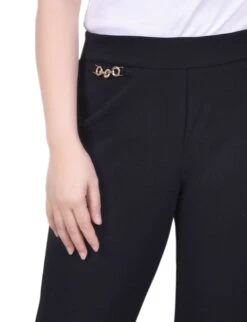 Petite Slim Leg Scuba Crepe Ankle Pants with Elegant Chain Detail -Dressbarn Store ny collection scuba crepe ankle pant petite 862639