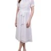 NY Collection Petite Short Sleeve Belted Swiss Dot Midi Dress